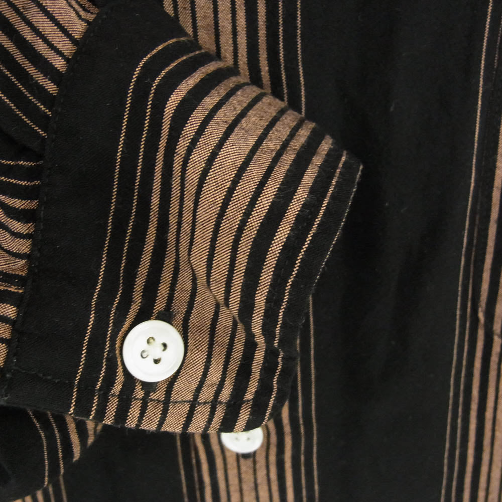 WACKO MARIA ワコマリア 22AW STRIPED OPEN COLLAR SHIRT L/S ストライプ オープンカラー シャツ ブラウン系 L【中古】