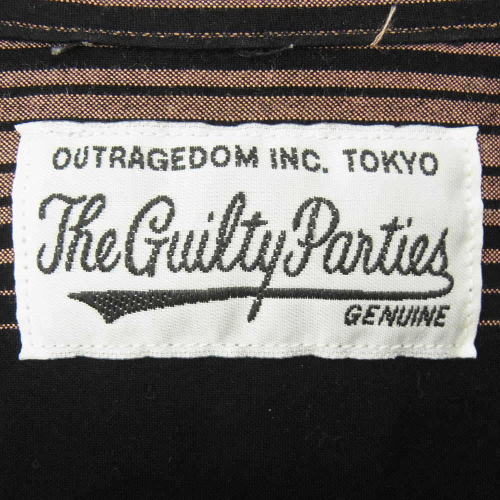 WACKO MARIA ワコマリア 22AW STRIPED OPEN COLLAR SHIRT L/S ストライプ オープンカラー シャツ ブラウン系 L【中古】