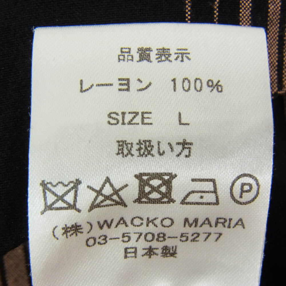 WACKO MARIA ワコマリア 22AW STRIPED OPEN COLLAR SHIRT L/S ストライプ オープンカラー シャツ ブラウン系 L【中古】