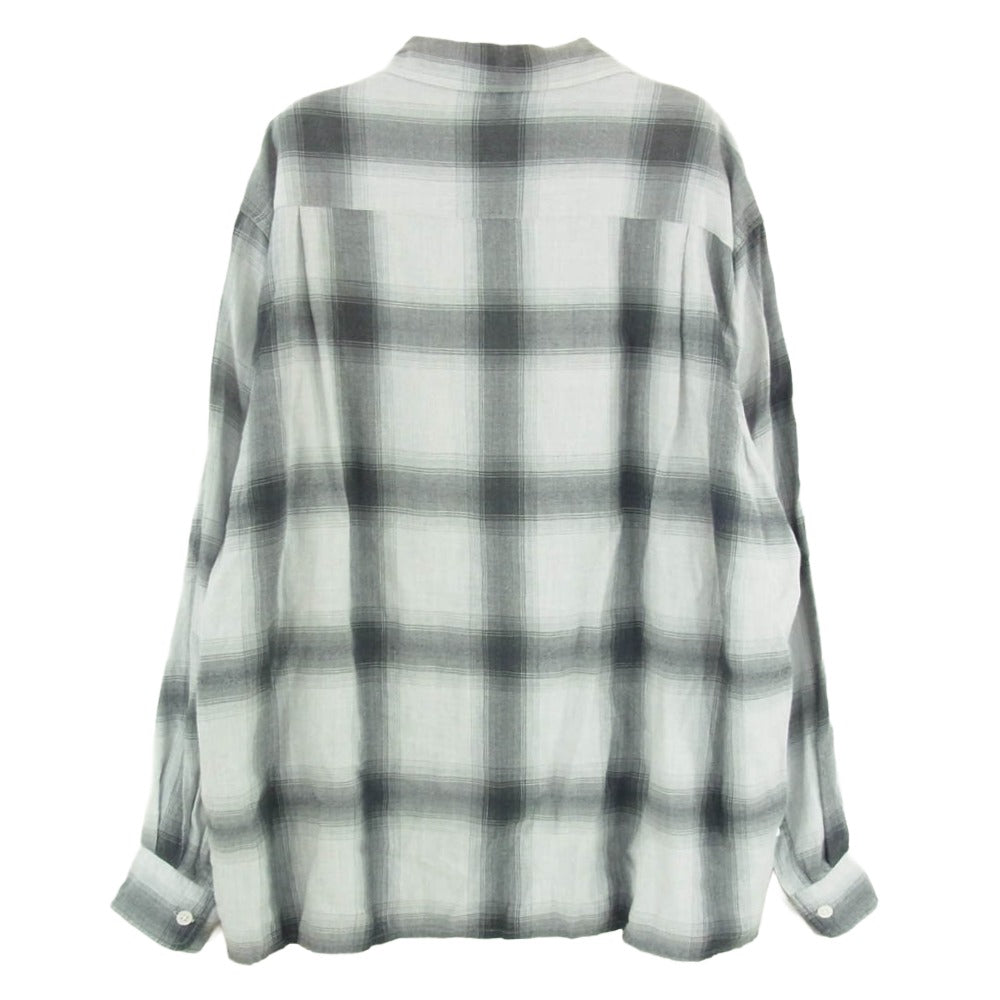 WACKO MARIA ワコマリア OMBRE CHECK OPEN COLLAR SHIRT 長袖 オンブレ チェック シャツ ブラック系 L【中古】