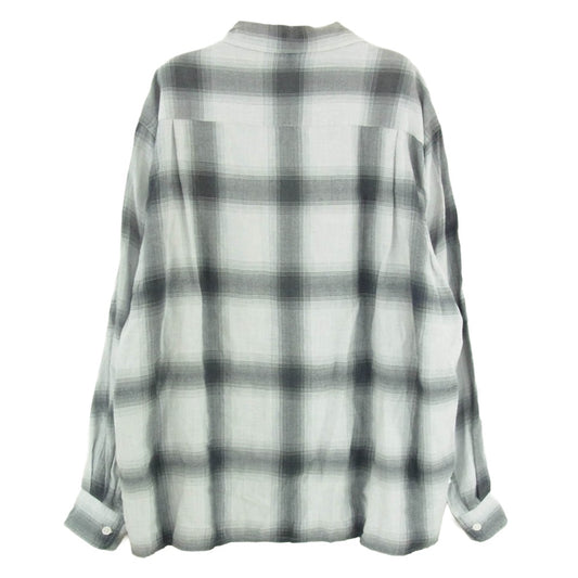 WACKO MARIA ワコマリア OMBRE CHECK OPEN COLLAR SHIRT 長袖 オンブレ チェック シャツ ブラック系 L【中古】