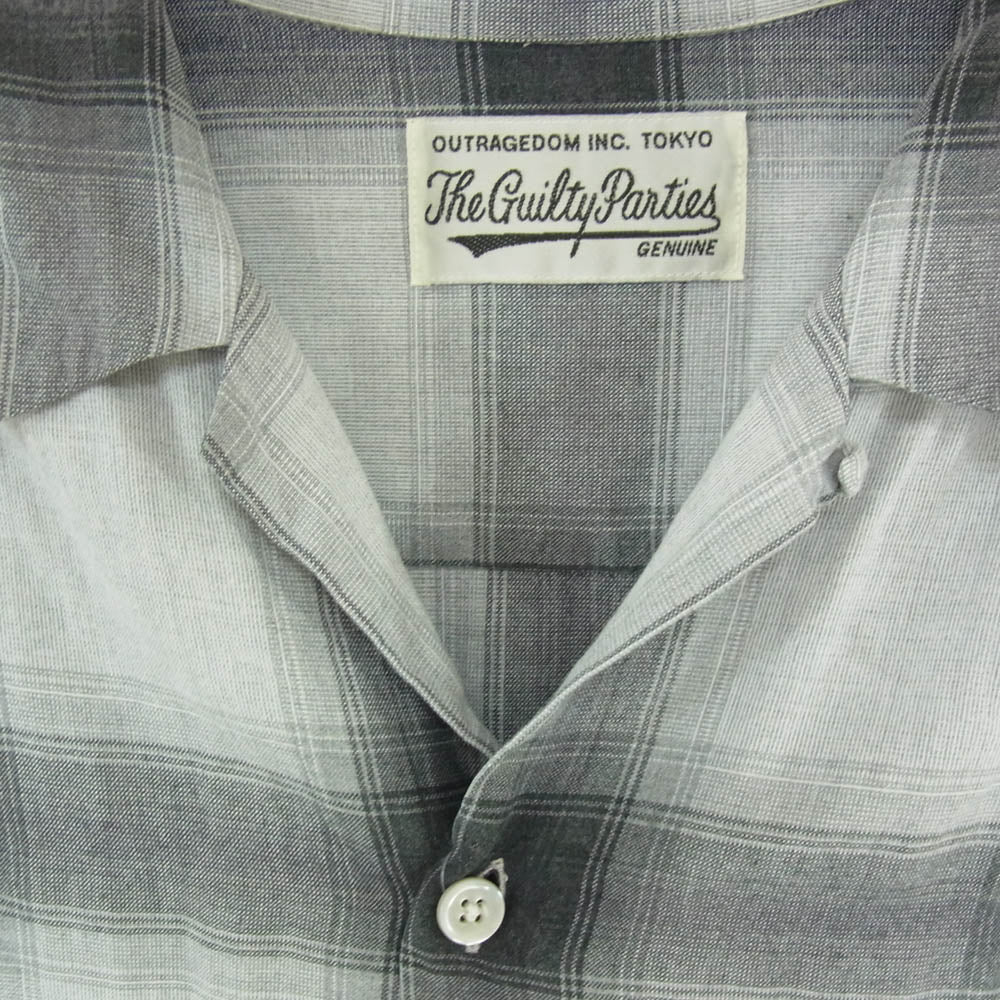 WACKO MARIA ワコマリア OMBRE CHECK OPEN COLLAR SHIRT 長袖 オンブレ チェック シャツ ブラック系 L【中古】