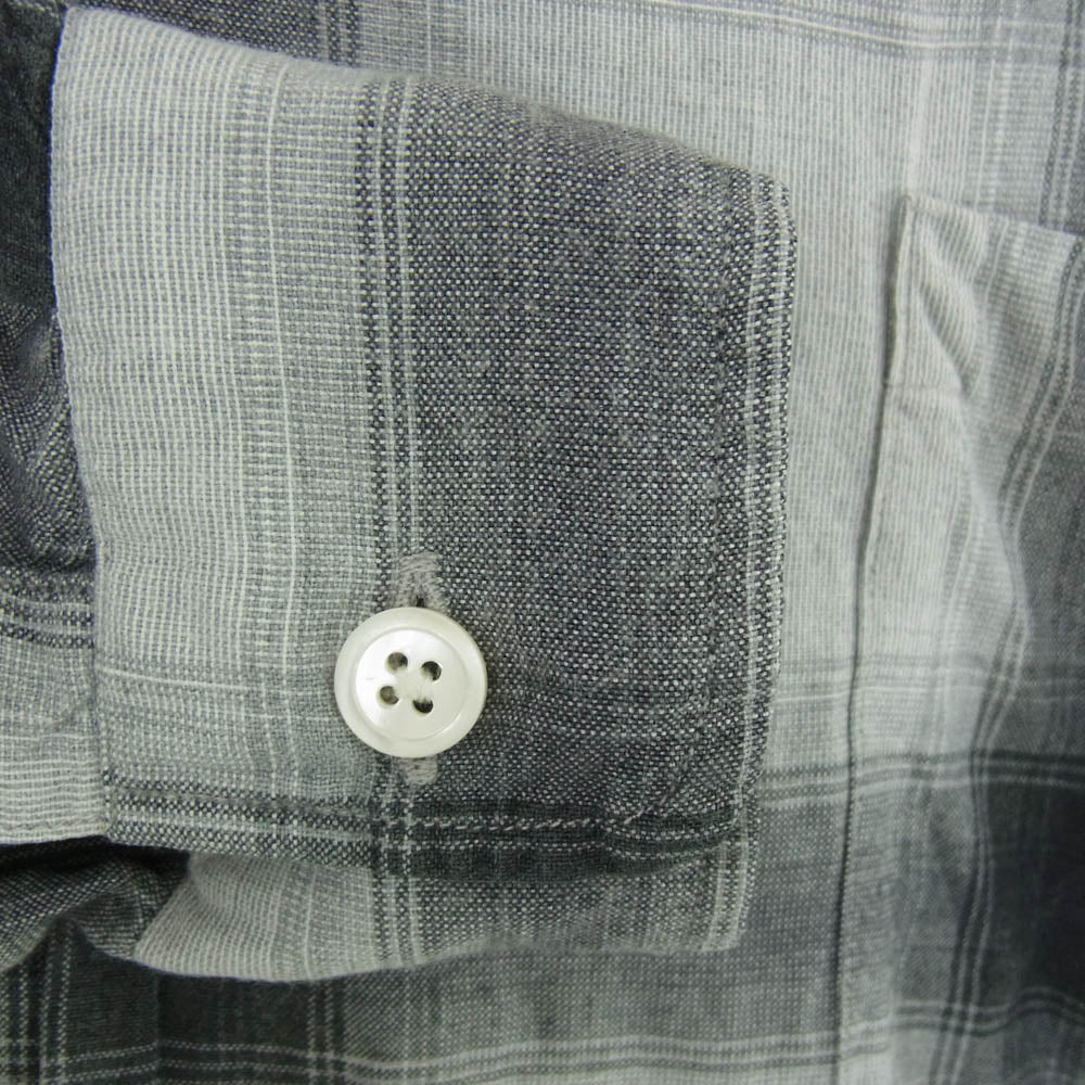 WACKO MARIA ワコマリア OMBRE CHECK OPEN COLLAR SHIRT 長袖 オンブレ チェック シャツ ブラック系 L【中古】