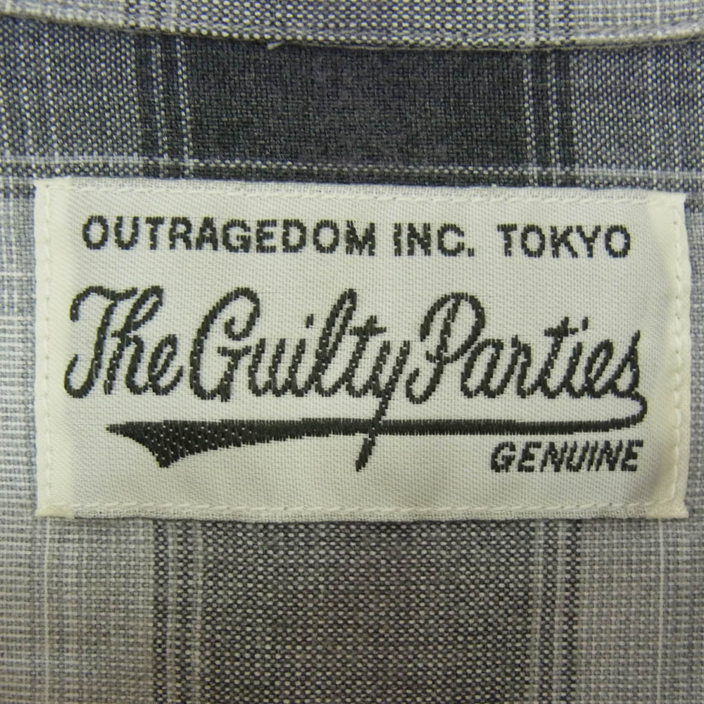 WACKO MARIA ワコマリア OMBRE CHECK OPEN COLLAR SHIRT 長袖 オンブレ チェック シャツ ブラック系 L【中古】