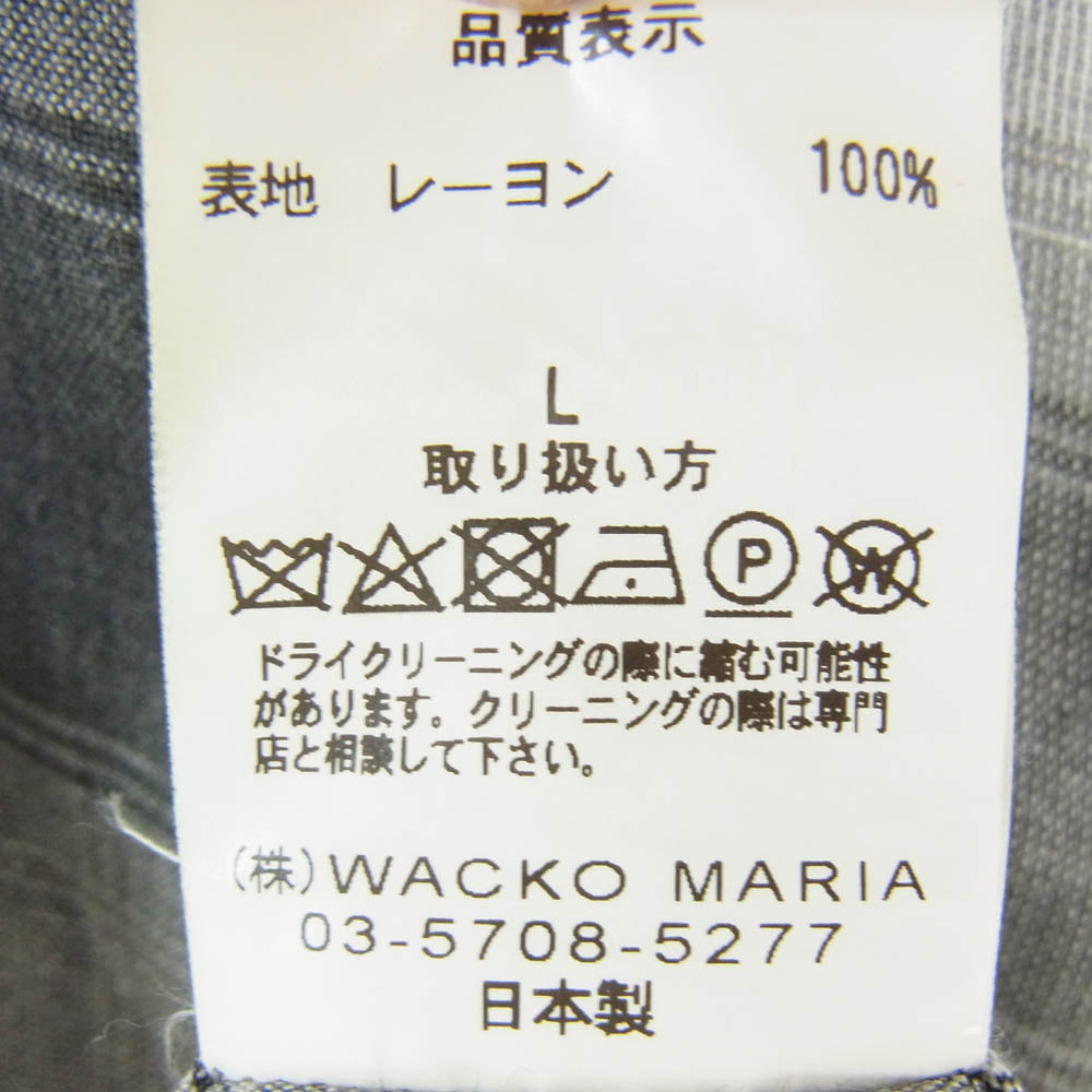 WACKO MARIA ワコマリア OMBRE CHECK OPEN COLLAR SHIRT 長袖 オンブレ チェック シャツ ブラック系 L【中古】