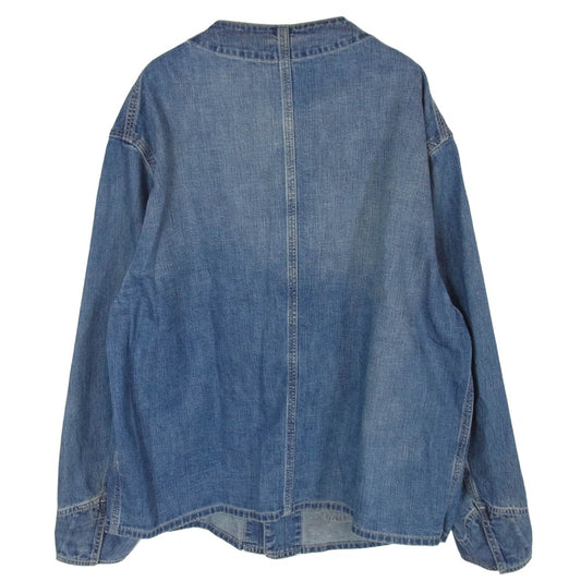 A.PRESSE アプレッセ 23AW 23AAP-01-25K Denim Engineer Jacket ヴィンテージ加工 デニム エンジニア ノーカラー ジャケット インディゴブルー系 2【中古】