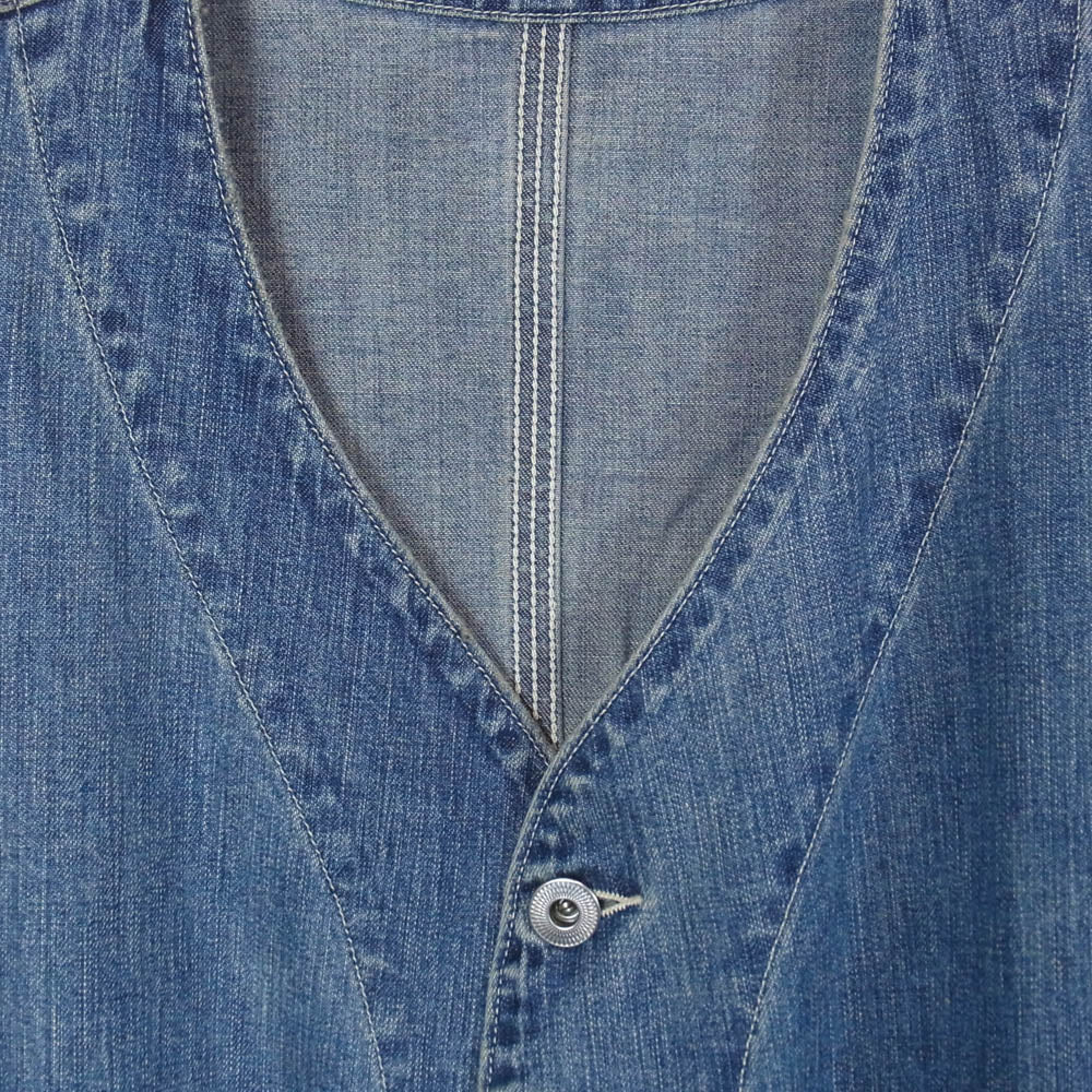 A.PRESSE アプレッセ 23AW 23AAP-01-25K Denim Engineer Jacket ヴィンテージ加工 デニム エンジニア ノーカラー ジャケット インディゴブルー系 2【中古】