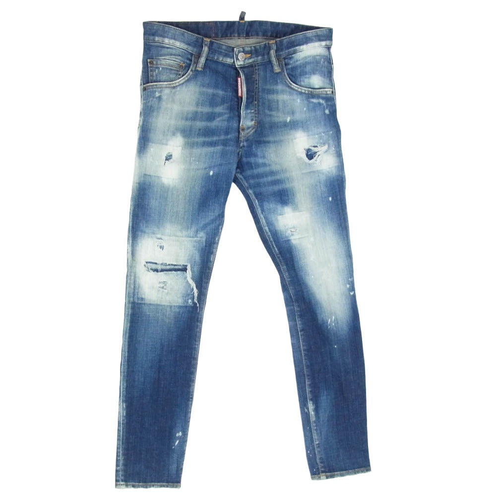 DSQUARED2 ディースクエアード skater jean ダメージ加工 スケーター デニム パンツ ジーンズ ライトブルー系 44【中古】