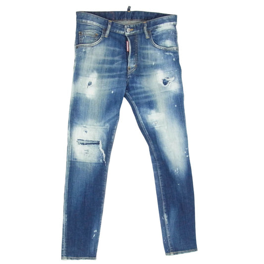 DSQUARED2 ディースクエアード skater jean ダメージ加工 スケーター デニム パンツ ジーンズ ライトブルー系 44【中古】