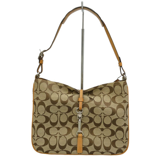 COACH コーチ D15-6091 ワンハンドル キャンバス 切替 シグネチャー ハンドバッグ ベージュ系【中古】
