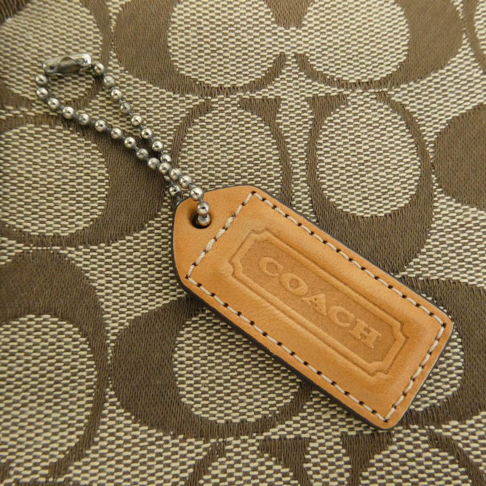 COACH コーチ D15-6091 ワンハンドル キャンバス 切替 シグネチャー ハンドバッグ ベージュ系【中古】