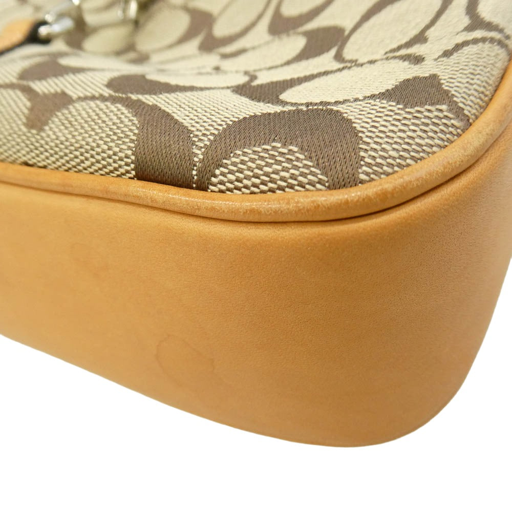 COACH コーチ D15-6091 ワンハンドル キャンバス 切替 シグネチャー ハンドバッグ ベージュ系【中古】