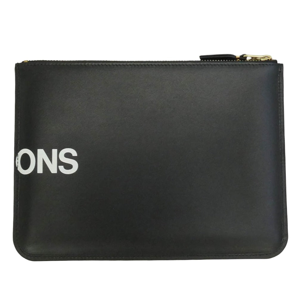 COMME des GARCONS コムデギャルソン SA5100HL HUGE LOGO Wallet ヒュージ ロゴ ウォレット レザー ポーチ クラッチバッグ ブラック系【極上美品】【中古】