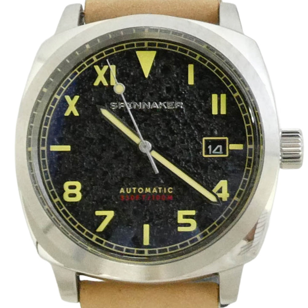 スピニカー SP-5071-01 Hull California Automatic ハル カリフォルニア オートマチック アナログ 革ベルト 自動巻 腕時計 シルバー系 ベージュ系【極上美品】【中古】
