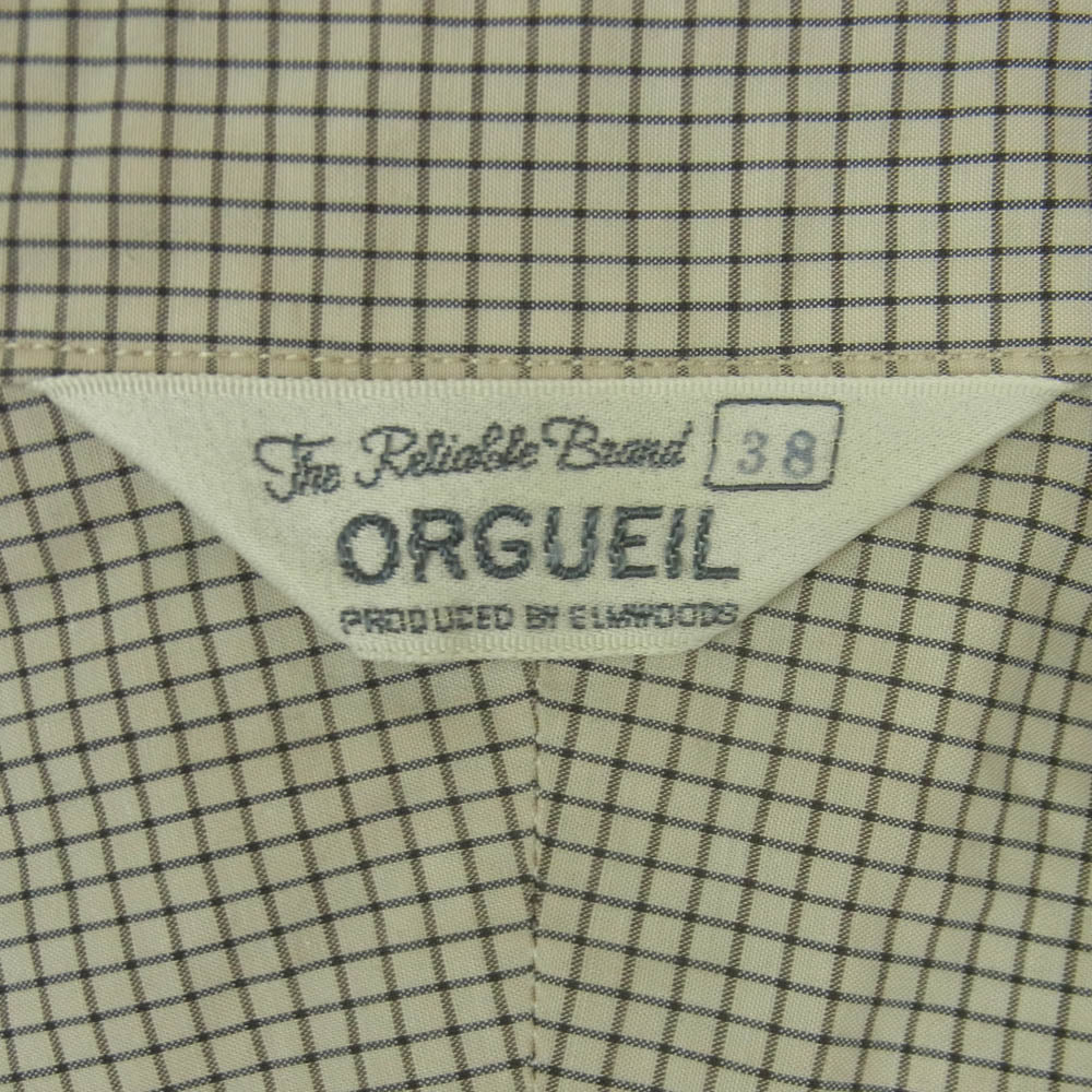 ORGUEIL オルゲイユ OR-5078B スーピマ コットン グラフチェック タイプライター ワーク シャツ 長袖 グレー系 ベージュ系 38【中古】