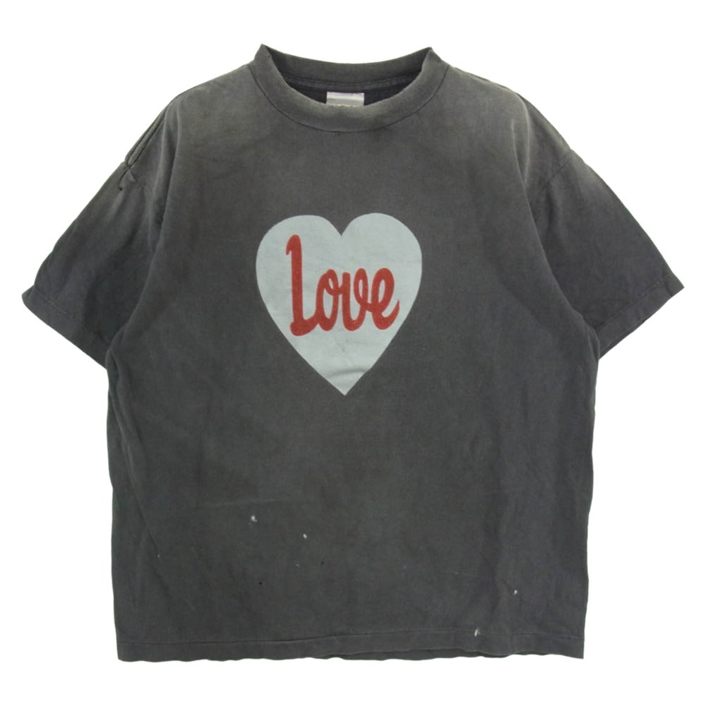 SAINT MICHAEL セントマイケル SM-HR8-0000-001 HEART LOVE SS TEE ハート ラブ プリント クルーネック カットソー Tシャツ チャコール系 M【中古】