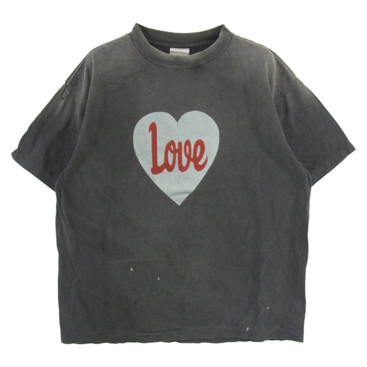SAINT MICHAEL セントマイケル SM-HR8-0000-001 HEART LOVE SS TEE ハート ラブ プリント クルーネック カットソー Tシャツ チャコール系 M【中古】