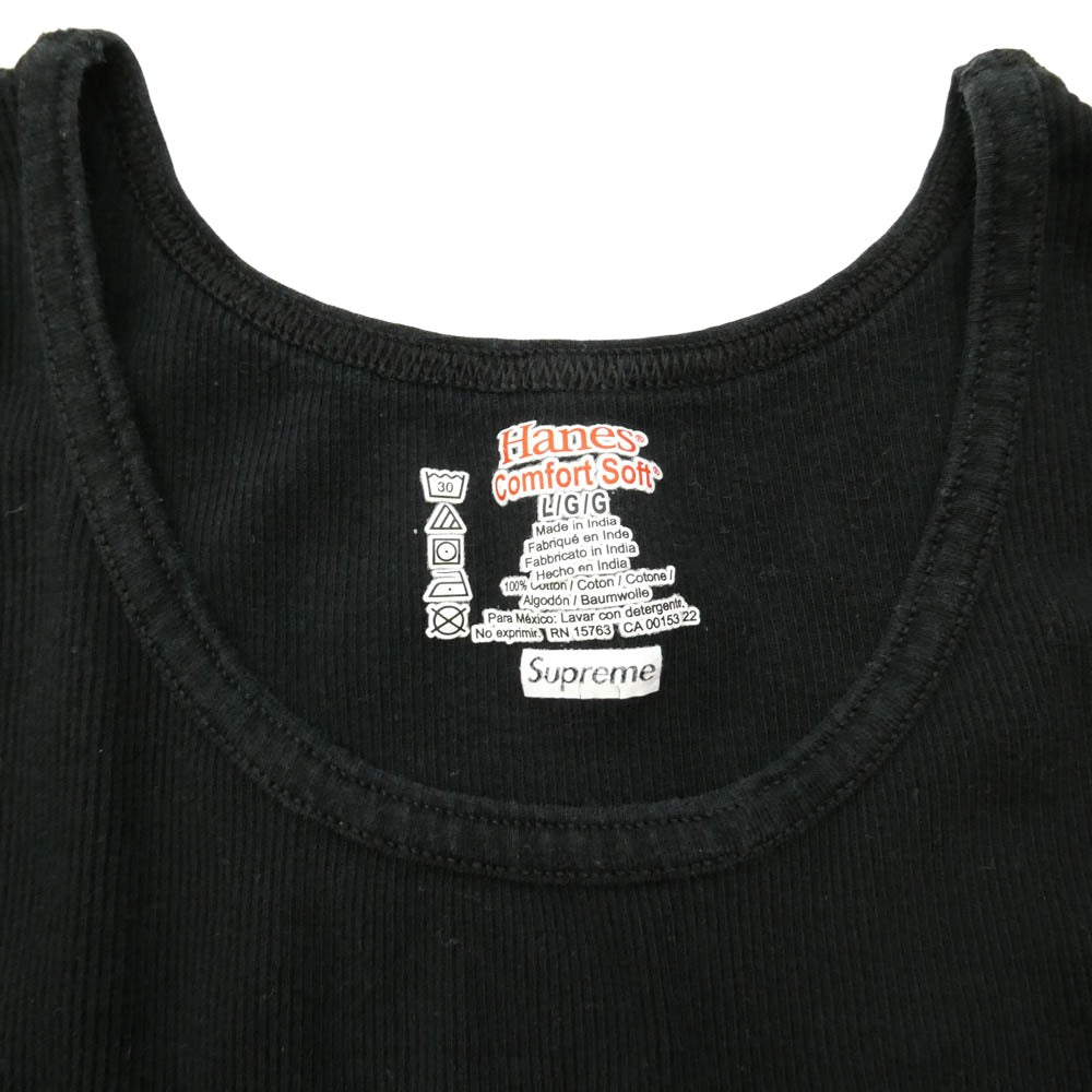 Supreme シュプリーム HANES ヘインズ Tank Tops タンクトップ カットソー ブラック系 L【中古】
