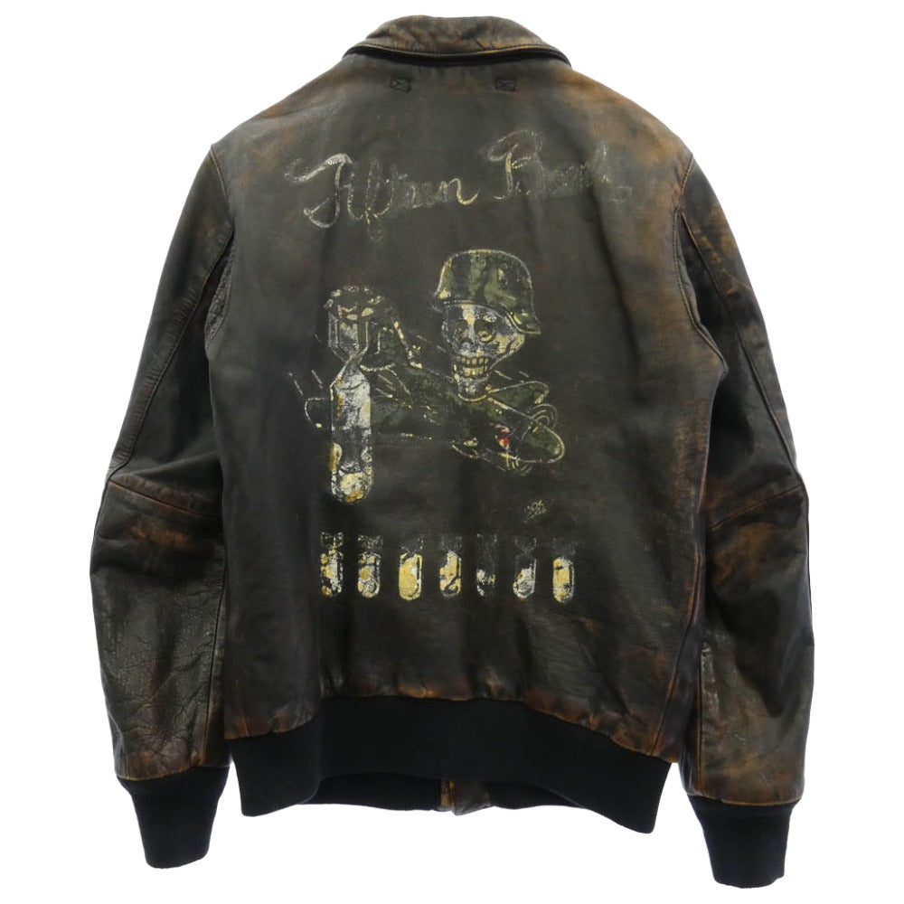 ブラックトップモーターサイクル 10AW BT10FW-JK01 バックペイント A-2 フライト レザージャケット ダークブラウン系 S【中古】