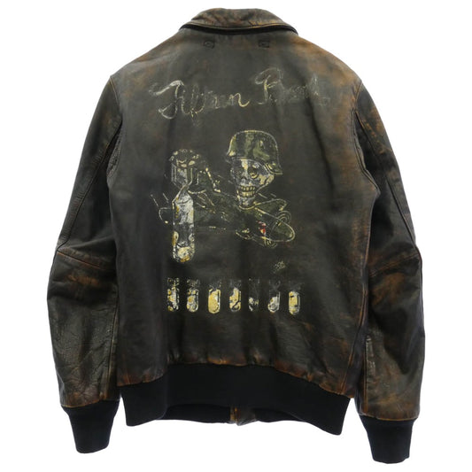 ブラックトップモーターサイクル 10AW BT10FW-JK01 バックペイント A-2 フライト レザージャケット ダークブラウン系 S【中古】