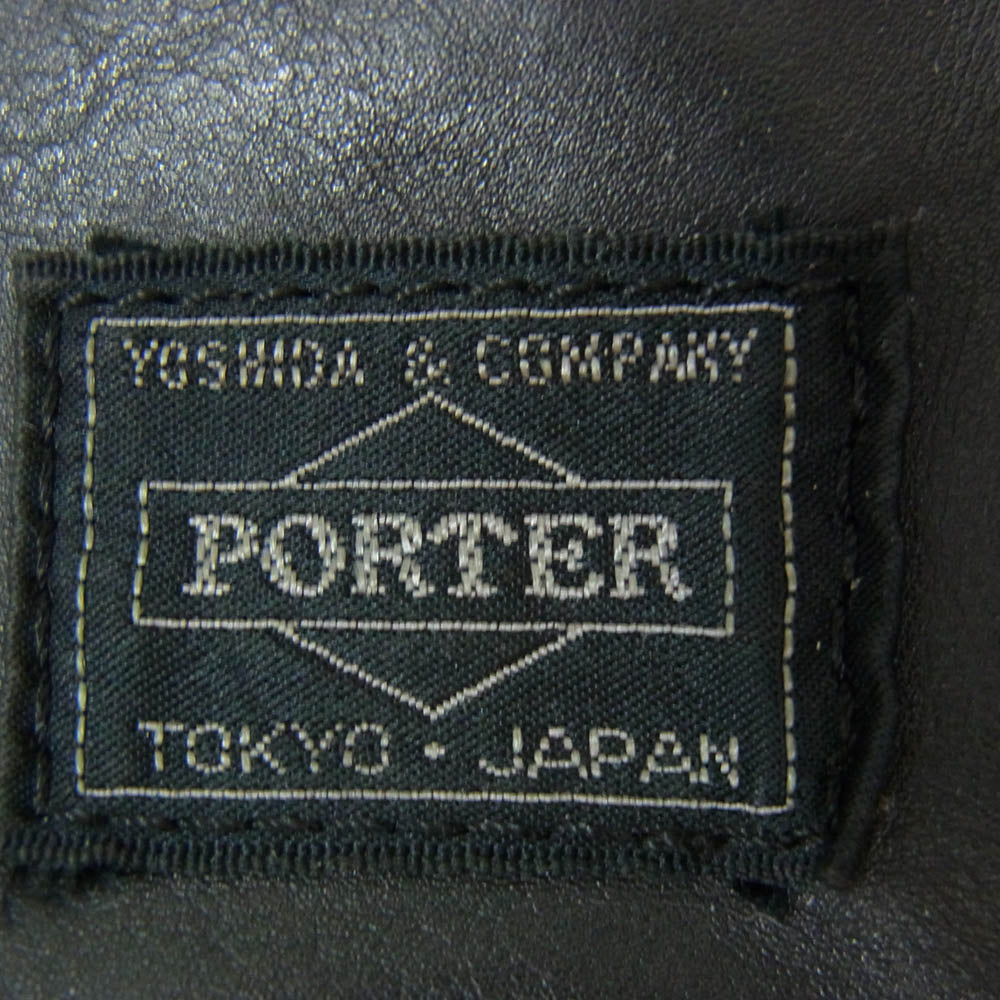 PORTER ポーター ALOOF SLING SHOULDER BAG アルーフ カーフレザー ボディバッグ スリング ショルダーバッグ ブラック系【中古】