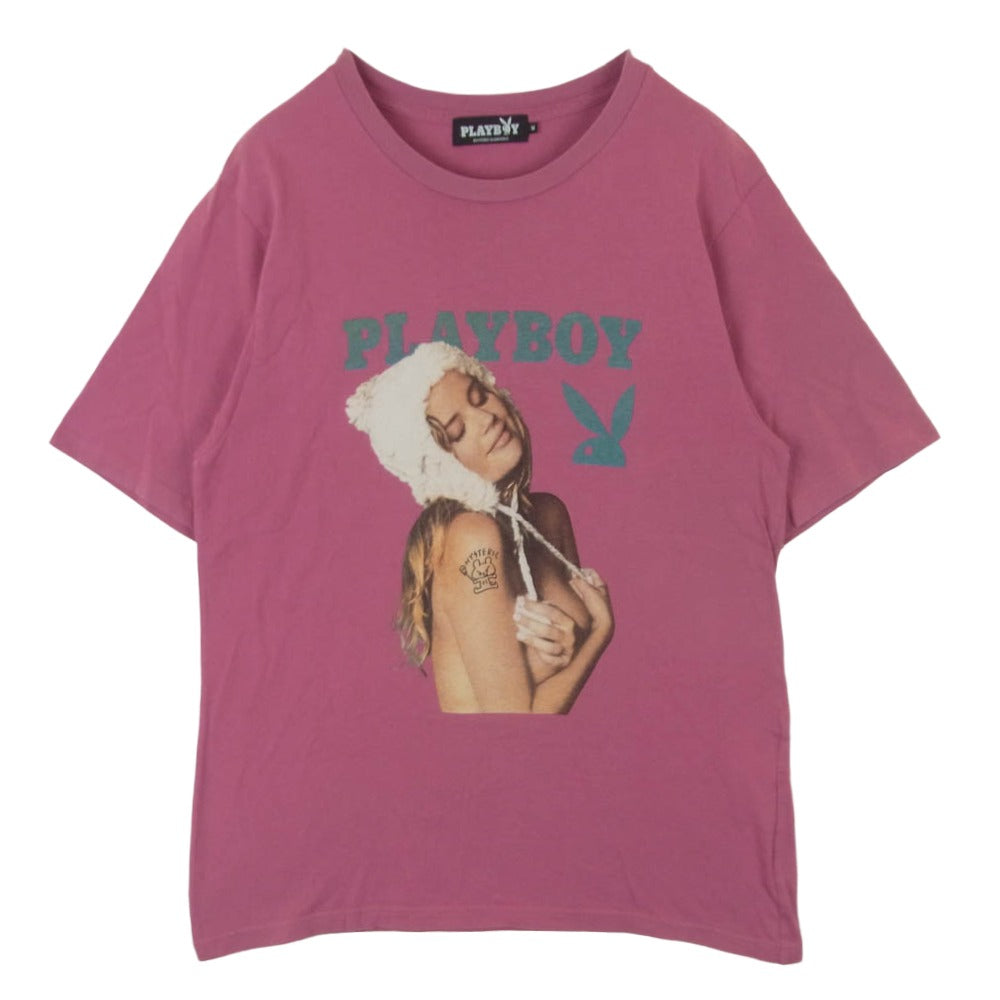 HYSTERIC GLAMOUR ヒステリックグラマー PLAYBOY プレイボーイ 20SS 12201CT04 MISS NOVEMBER 2018 プリント クルーネック 半袖 Tシャツ ピンク系 M【中古】