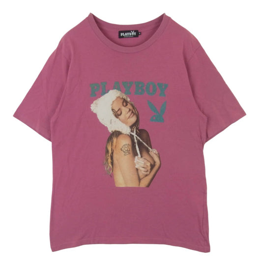 HYSTERIC GLAMOUR ヒステリックグラマー PLAYBOY プレイボーイ 20SS 12201CT04 MISS NOVEMBER 2018 プリント クルーネック 半袖 Tシャツ ピンク系 M【中古】