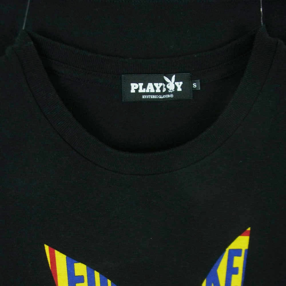 HYSTERIC GLAMOUR ヒステリックグラマー PLAYBOY プレイボーイ 18SS 12181CT05 HYS RABBIT HEAD ラビット プリント クルーネック 半袖 Tシャツ ブラック系 S【中古】
