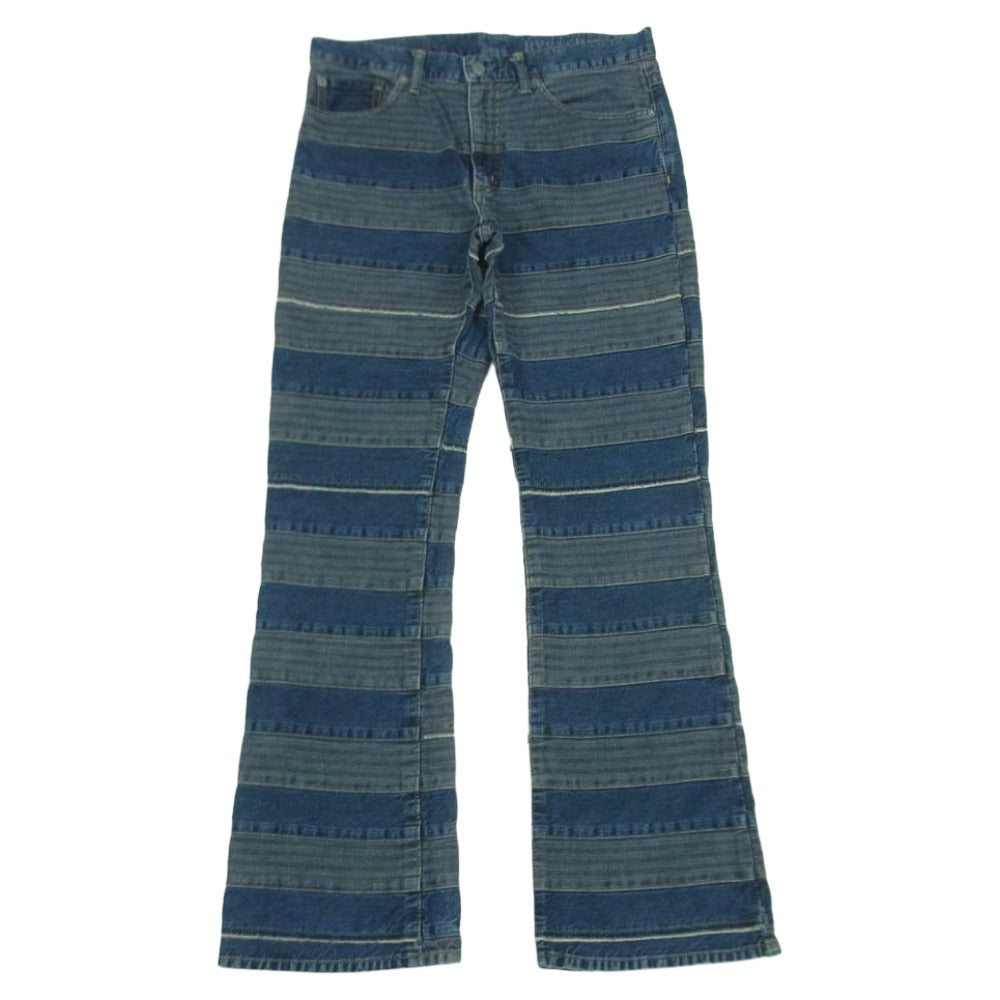 HYSTERIC GLAMOUR ヒステリックグラマー 21SS 02212AP01 KINKY ドッキング ウミヘビ ツギハギ スクラッチ フレア デニム パンツ インディゴブルー系 29【中古】
