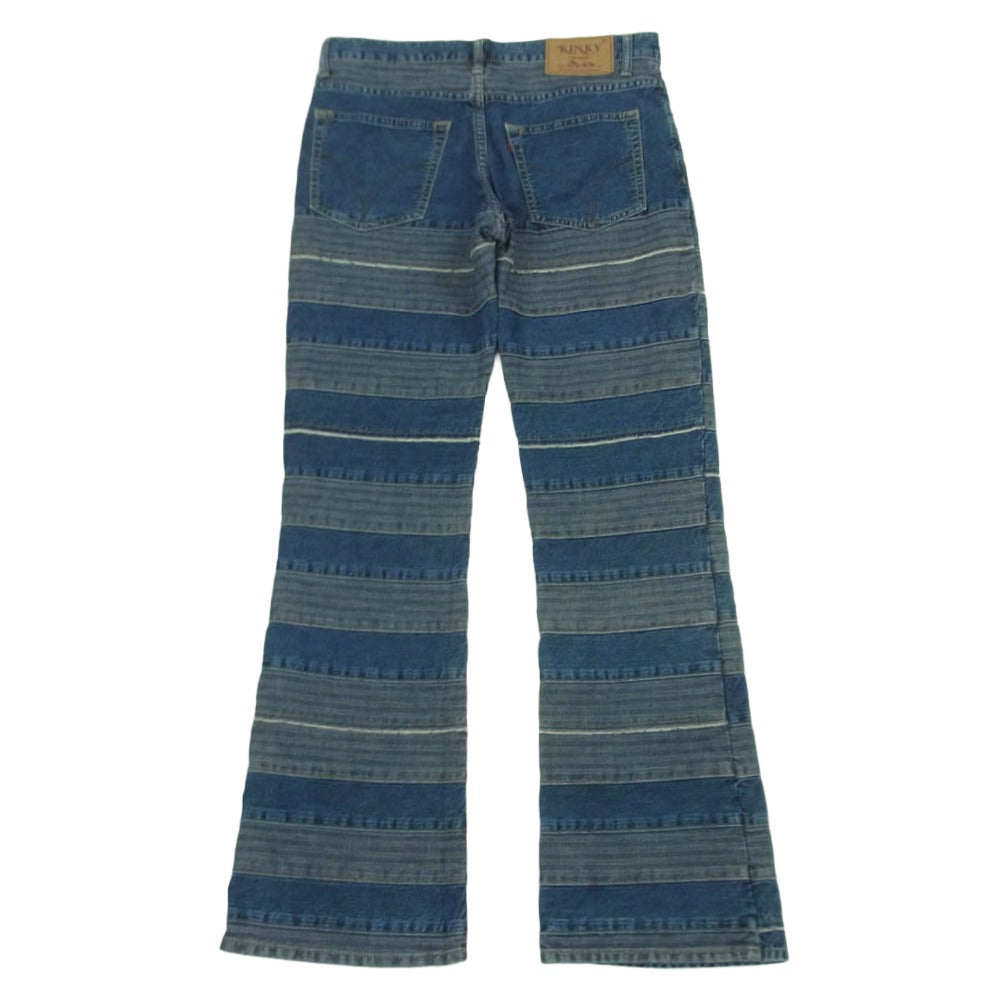 HYSTERIC GLAMOUR ヒステリックグラマー 21SS 02212AP01 KINKY ドッキング ウミヘビ ツギハギ スクラッチ フレア デニム パンツ インディゴブルー系 29【中古】