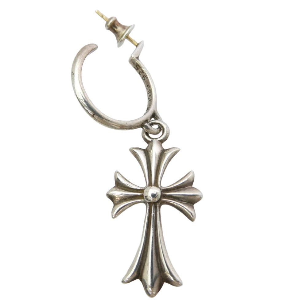 CHROME HEARTS クロムハーツ（原本無） TINY CH CROSS タイニーCH クロスフープ ピアス シルバー系【中古】
