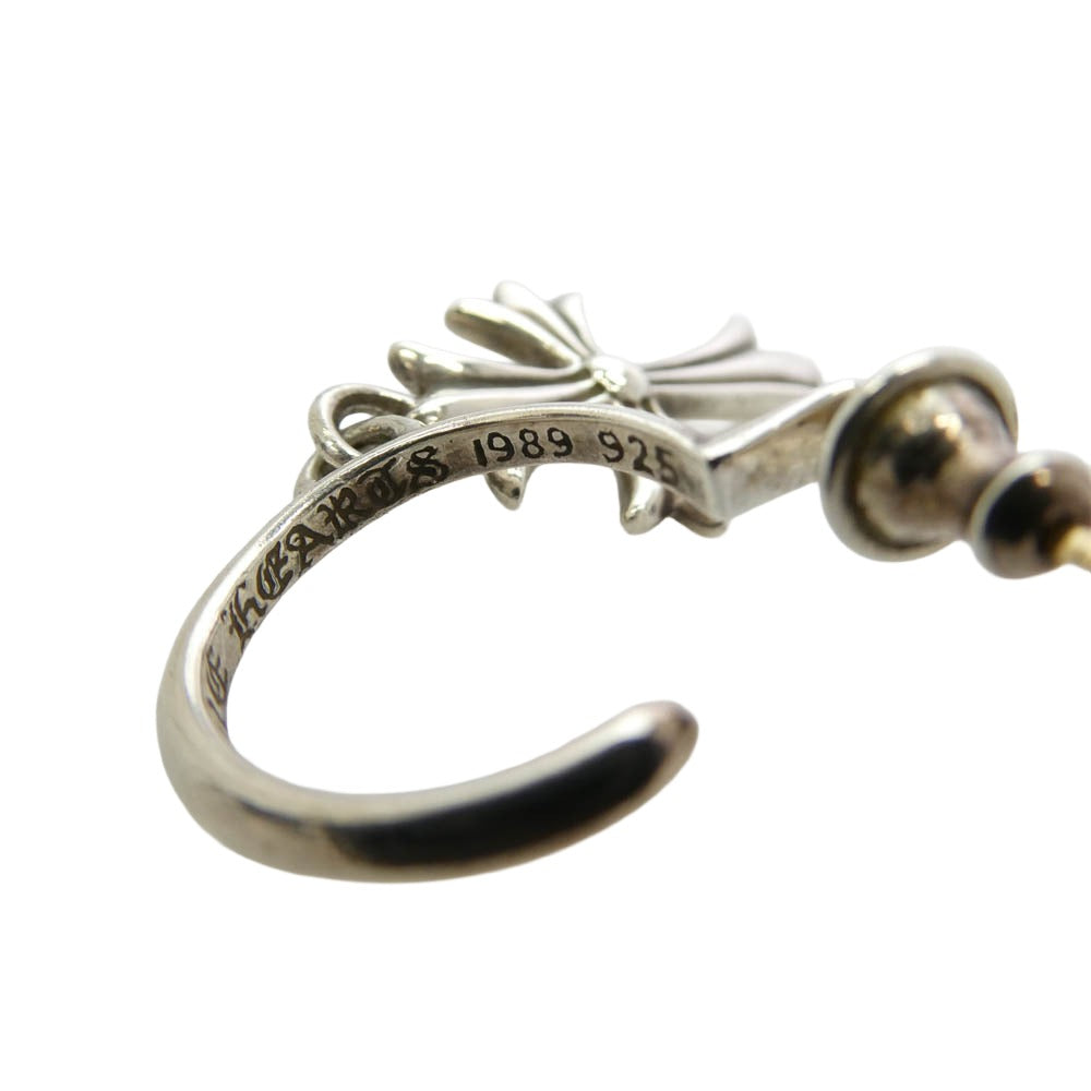 CHROME HEARTS クロムハーツ（原本無） TINY CH CROSS タイニーCH クロスフープ ピアス シルバー系【中古】