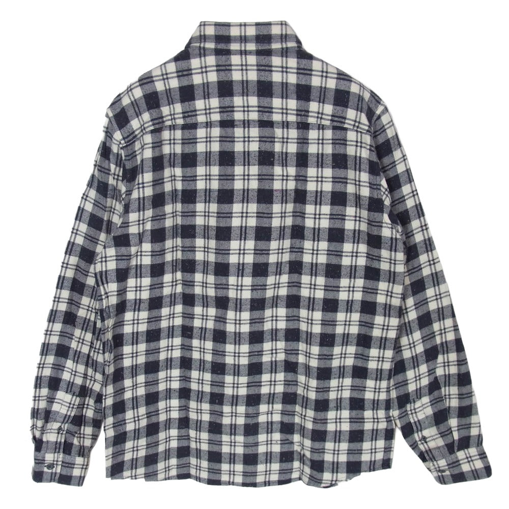 A.P.C. アーペーセー シルクネップ ボタンフライ 長袖 チェック チェック ネイビー系 S【中古】