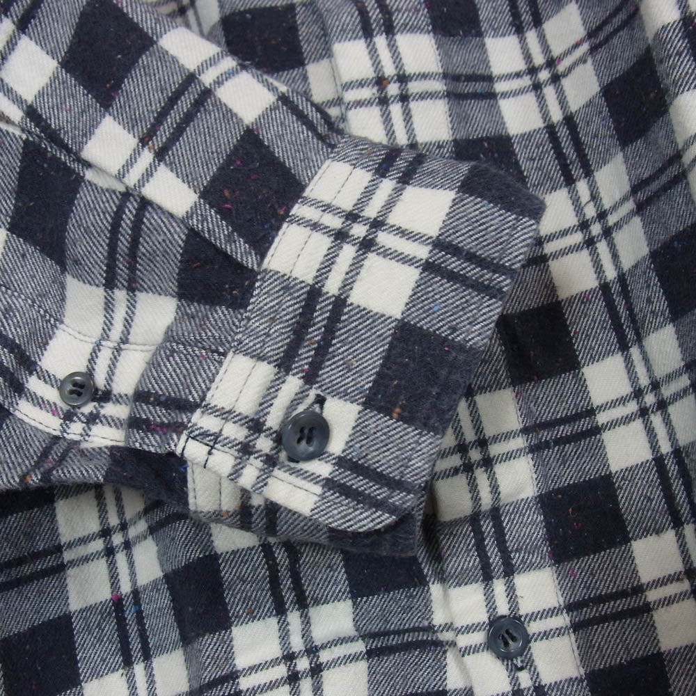 A.P.C. アーペーセー シルクネップ ボタンフライ 長袖 チェック チェック ネイビー系 S【中古】