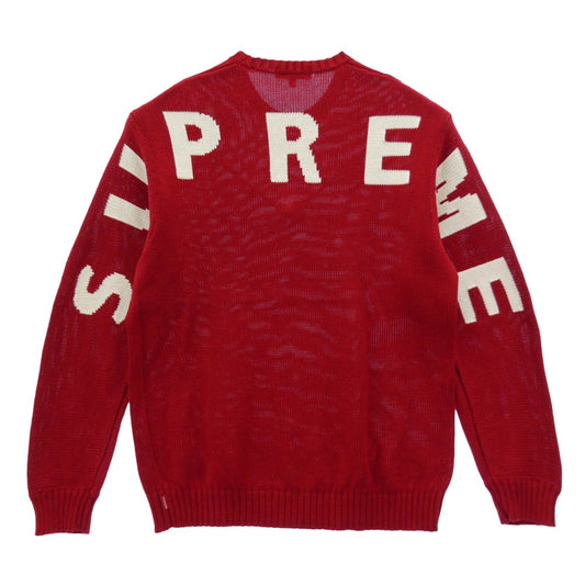 Supreme シュプリーム 20SS Back Logo Sweater バックロゴ クルーネック 長袖 ニット セーター レッド系 L【美品】【中古】