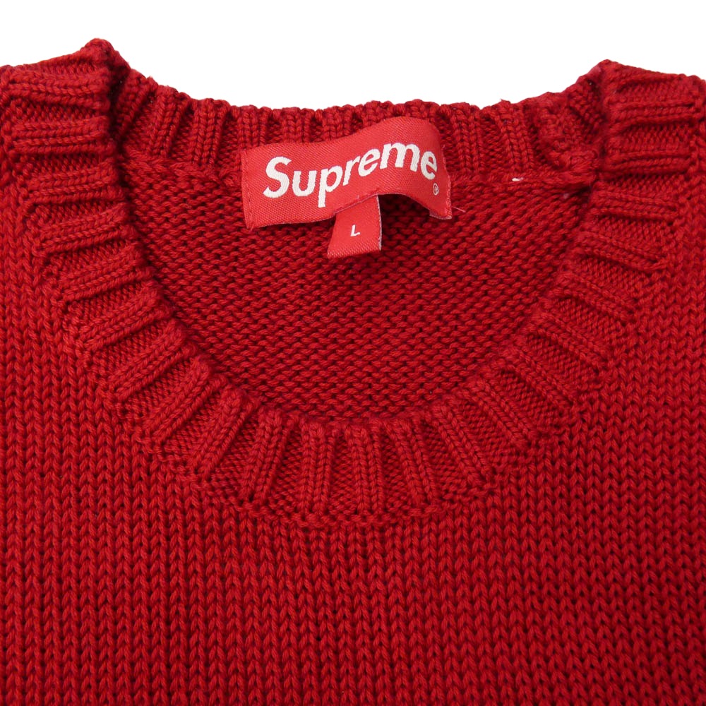 Supreme シュプリーム 20SS Back Logo Sweater バックロゴ クルーネック 長袖 ニット セーター レッド系 L【美品】【中古】
