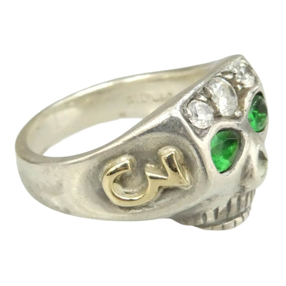 FLASHPOINT フラッシュポイント Jim Skull Ring ジムスカルリング ジョニーデップモデル シンセティックエメラルド×ジルコニア シルバー系 16号【中古】 FLASHPOINT フラッシュポイント Jim Skull Ring ジムスカルリング