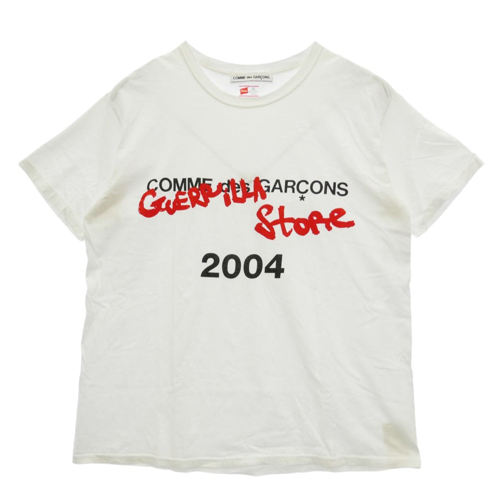 COMME des GARCONS コムデギャルソン . GUERRILLA STORE 2004 ロゴプリント 袖 Tシャツ カットソー ホワイト系 1/3L【中古】