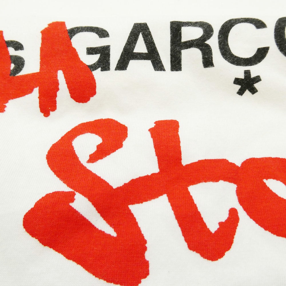 COMME des GARCONS コムデギャルソン . GUERRILLA STORE 2004 ロゴプリント 袖 Tシャツ カットソー ホワイト系 1/3L【中古】