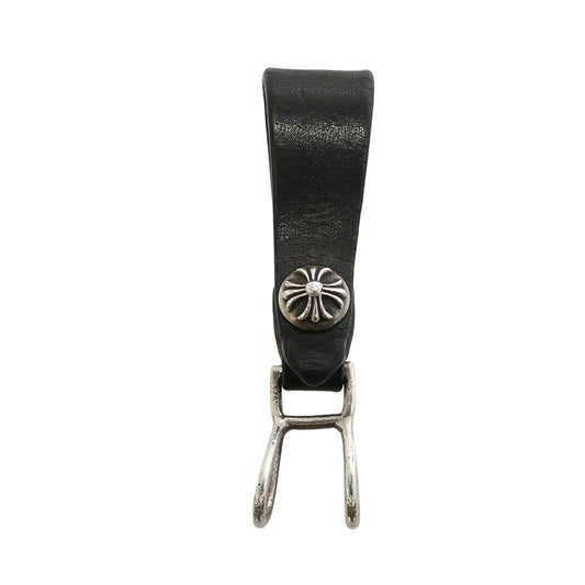 CHROME HEARTS クロムハーツ（原本無） BELT LOOP クロスボールボタン レザー ベルトループ シルバー系 ブラック系【中古】