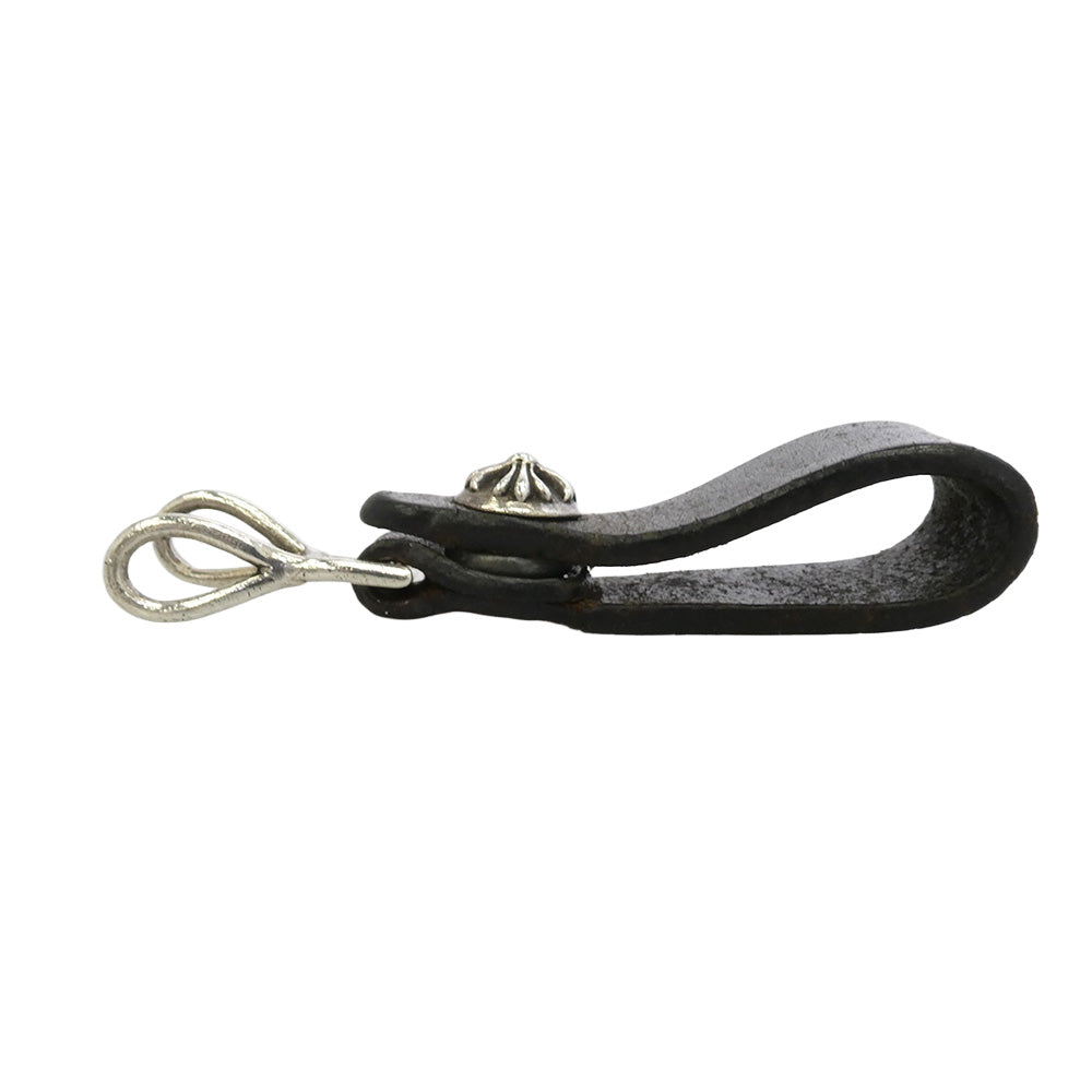 CHROME HEARTS クロムハーツ（原本無） BELT LOOP クロスボールボタン レザー ベルトループ シルバー系 ブラック系【中古】