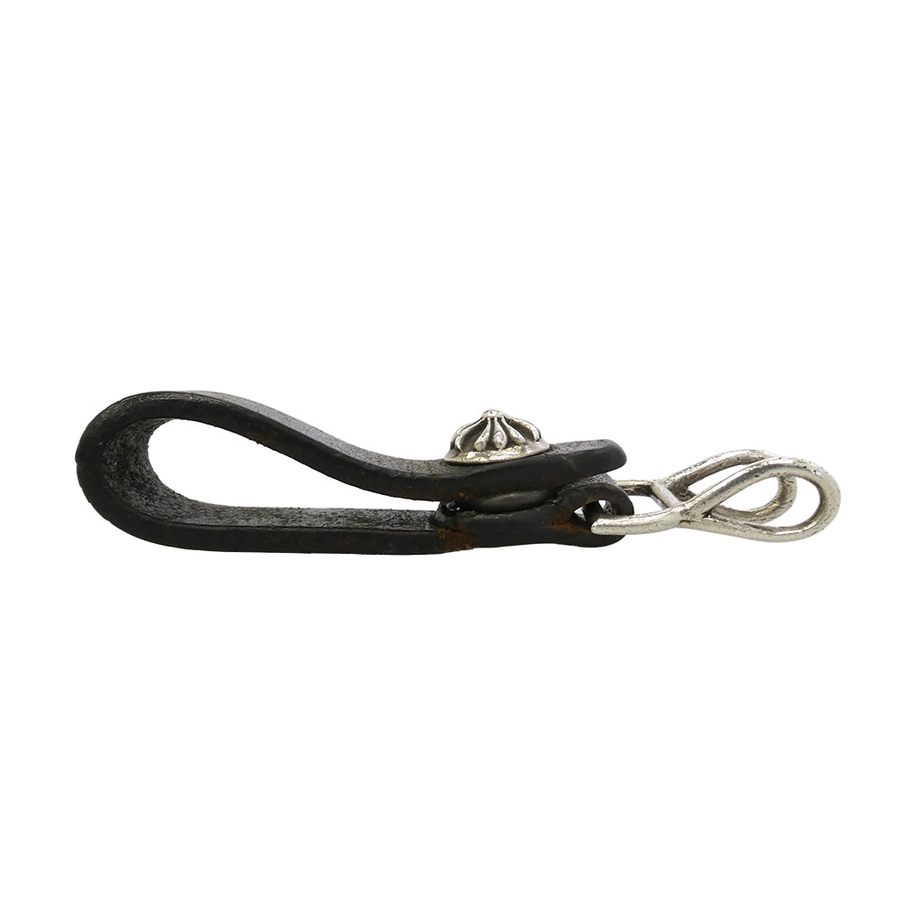 CHROME HEARTS クロムハーツ（原本無） BELT LOOP クロスボールボタン レザー ベルトループ シルバー系 ブラック系【中古】