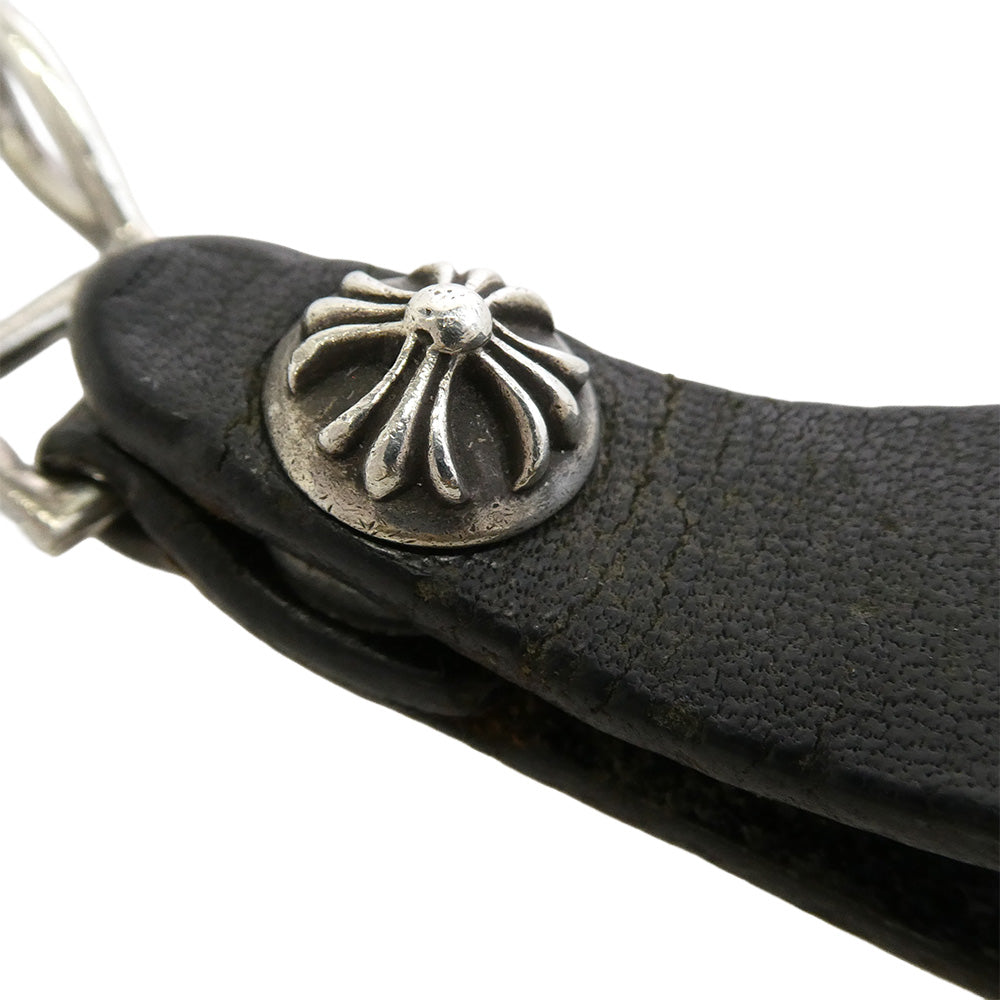 CHROME HEARTS クロムハーツ（原本無） BELT LOOP クロスボールボタン レザー ベルトループ シルバー系 ブラック系【中古】