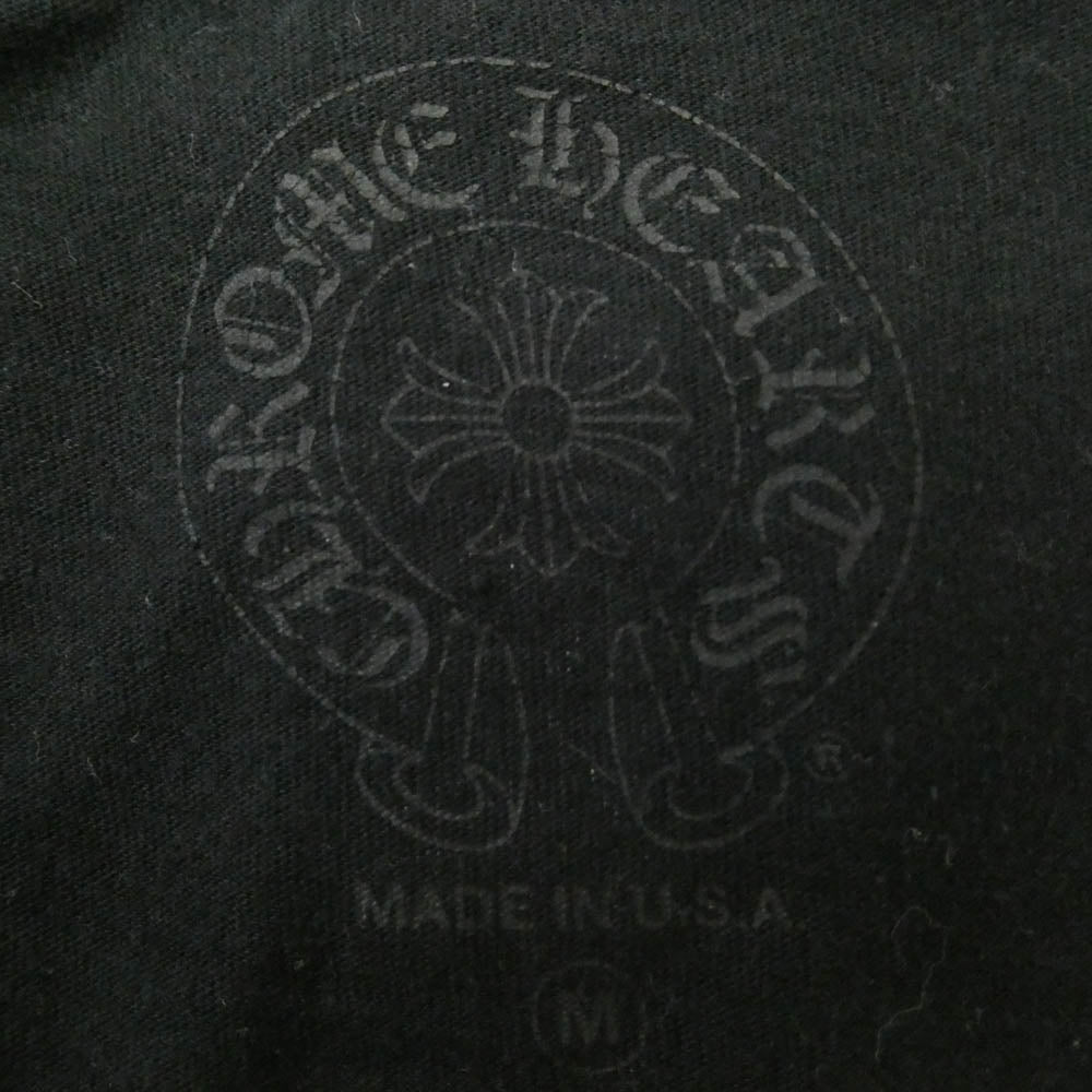 CHROME HEARTS クロムハーツ（原本無） Neon Pink Stripe Logo ストライプロゴ プリント 長袖 Tシャツ ブラック系 M【中古】