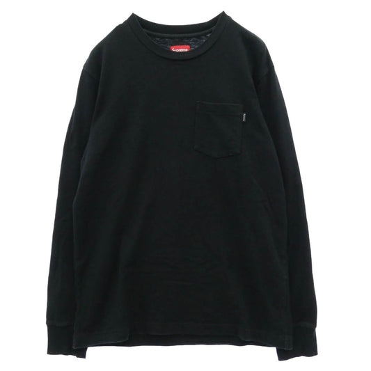 Supreme シュプリーム 17AW L/S POCKET TEE ピスタグ クルーネック 長袖 Tシャツ カットソー ブラック系 S【中古】