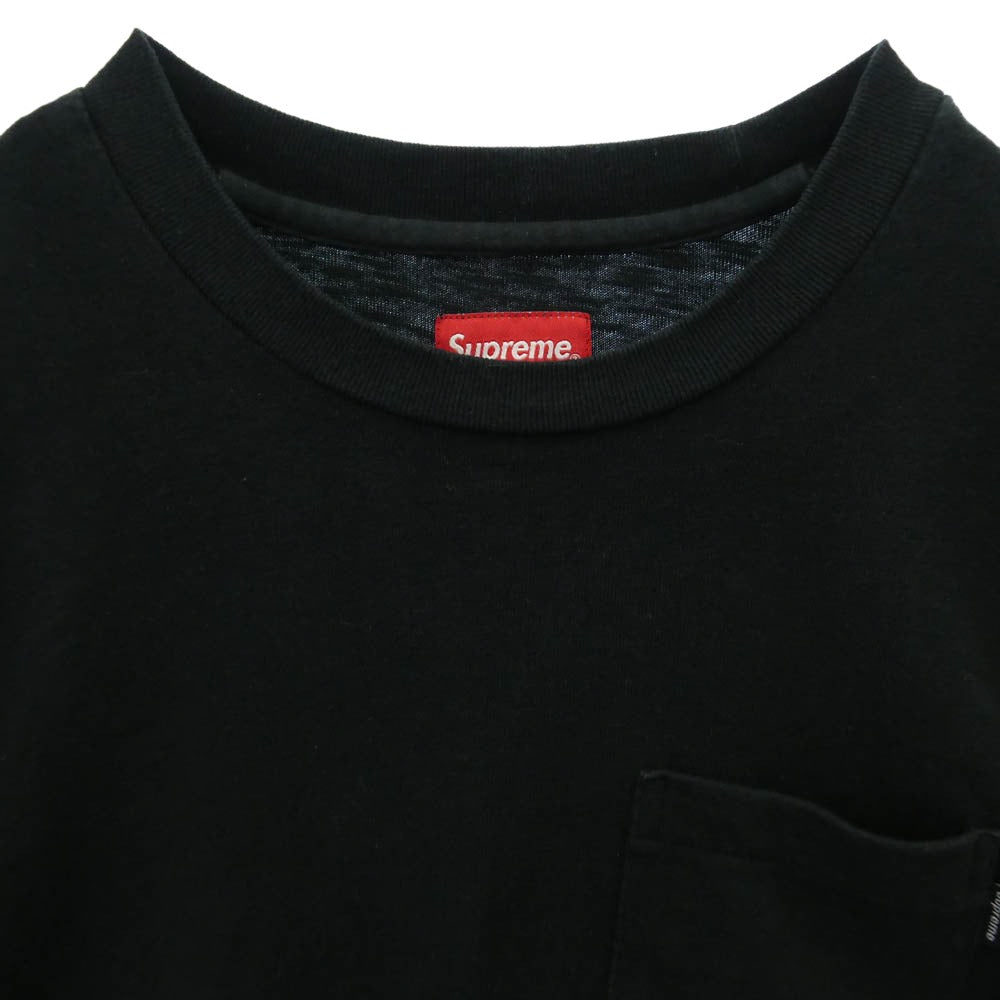 Supreme シュプリーム 17AW L/S POCKET TEE ピスタグ クルーネック 長袖 Tシャツ カットソー ブラック系 S【中古】