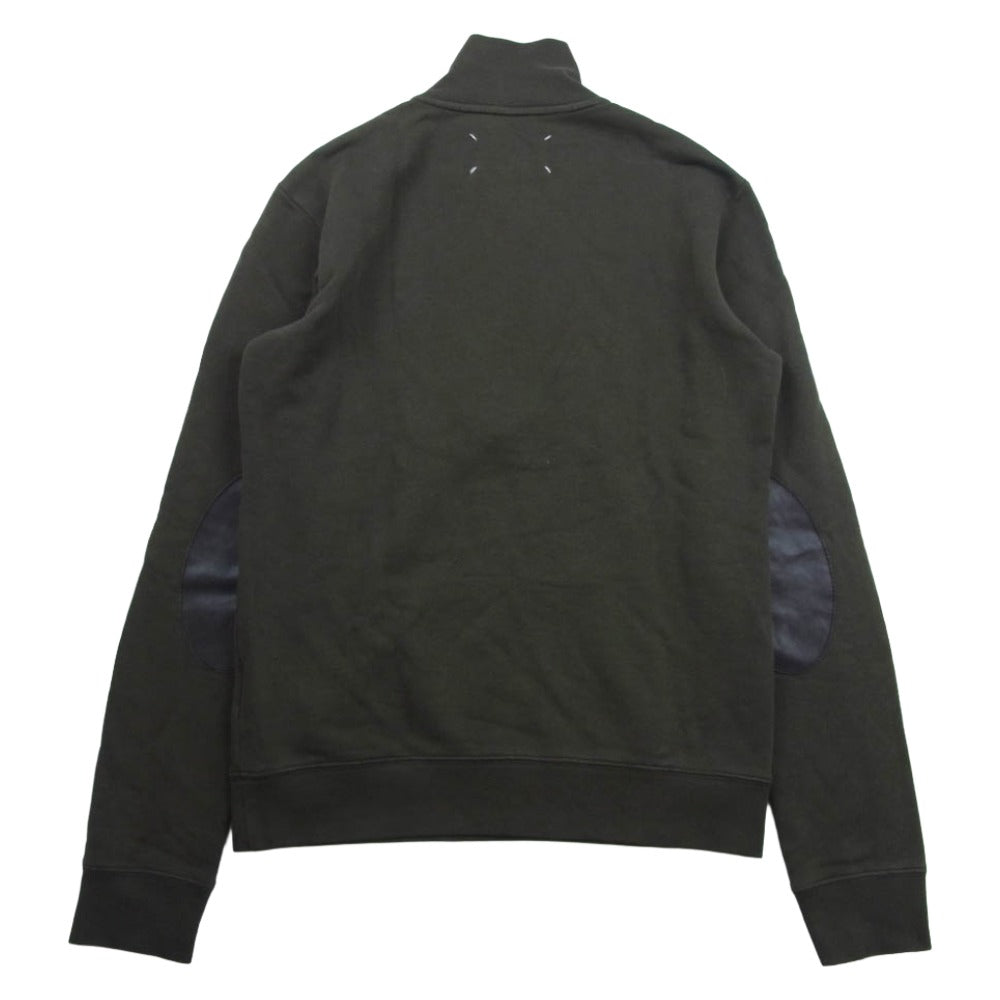 MAISON MARGIELA メゾンマルジェラ S50GU0034 S25279 14ライン 四つタグ レザー エルボーパッチ ハーフジップ スウェット カーキ系 44【中古】