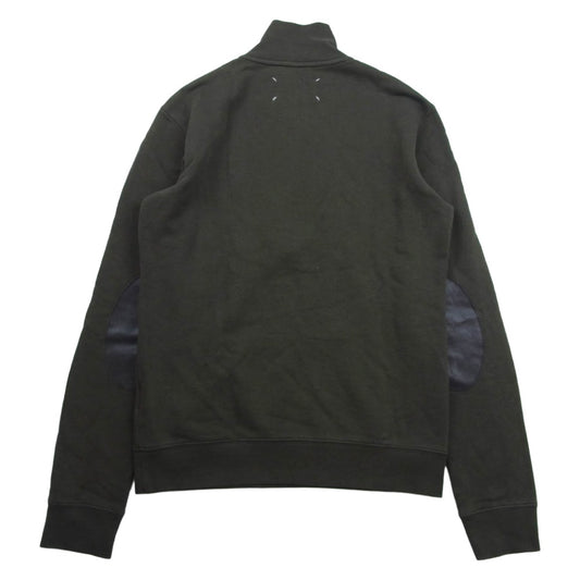 MAISON MARGIELA メゾンマルジェラ S50GU0034 S25279 14ライン 四つタグ レザー エルボーパッチ ハーフジップ スウェット カーキ系 44【中古】