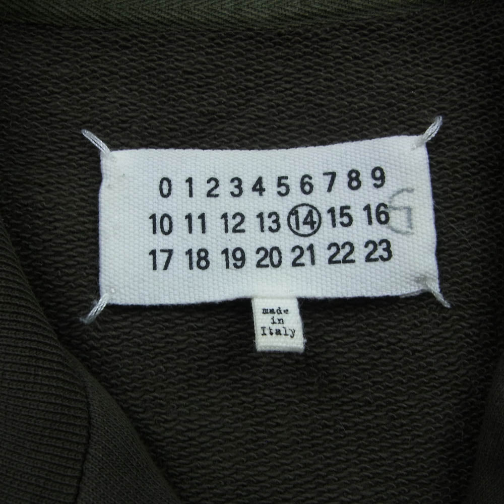 MAISON MARGIELA メゾンマルジェラ S50GU0034 S25279 14ライン 四つタグ レザー エルボーパッチ ハーフジップ スウェット カーキ系 44【中古】