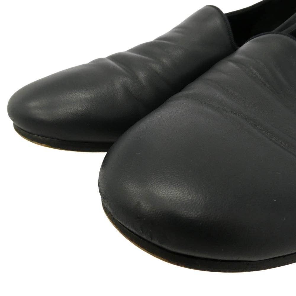 HERMES エルメス SEMELLE CUIR オペラシューズ レザー スリッポン ブラック系 40.5【中古】